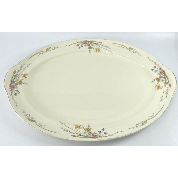 Taylor Smith Taylor TST120 15” Oval Serving Platter 11515 Floral Bouquet Tulips - Picture 1 of 10